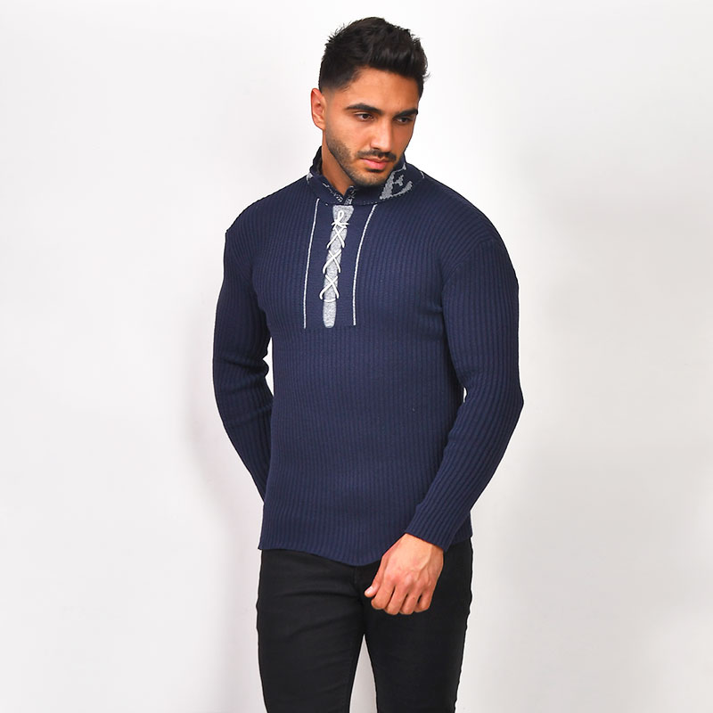 پلیوربافت سرمه ای مردانه مدل Ashot