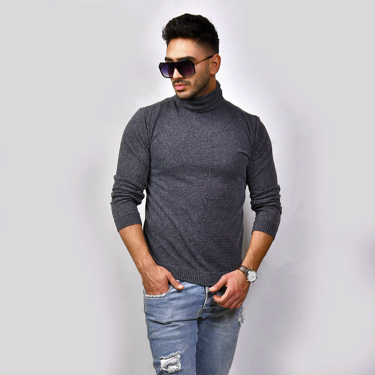 پلیور بافت یقه اسکی مردانه مدل azad
