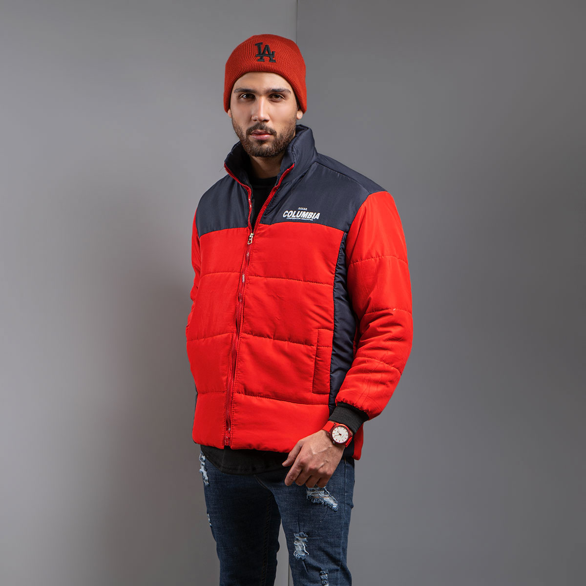 کاپشن مردانه قرمز مدل Atras