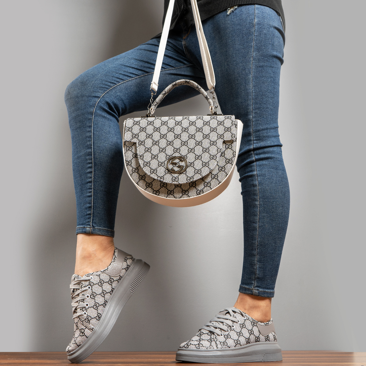 ست کیف و کفش دخترانه طوسی مدل VALERIA