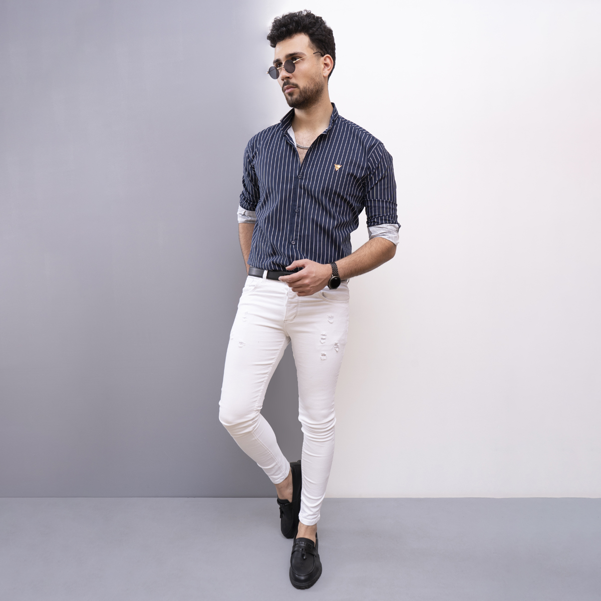 پيراهن مردانه رنگ سرمه اي مدل Nelson