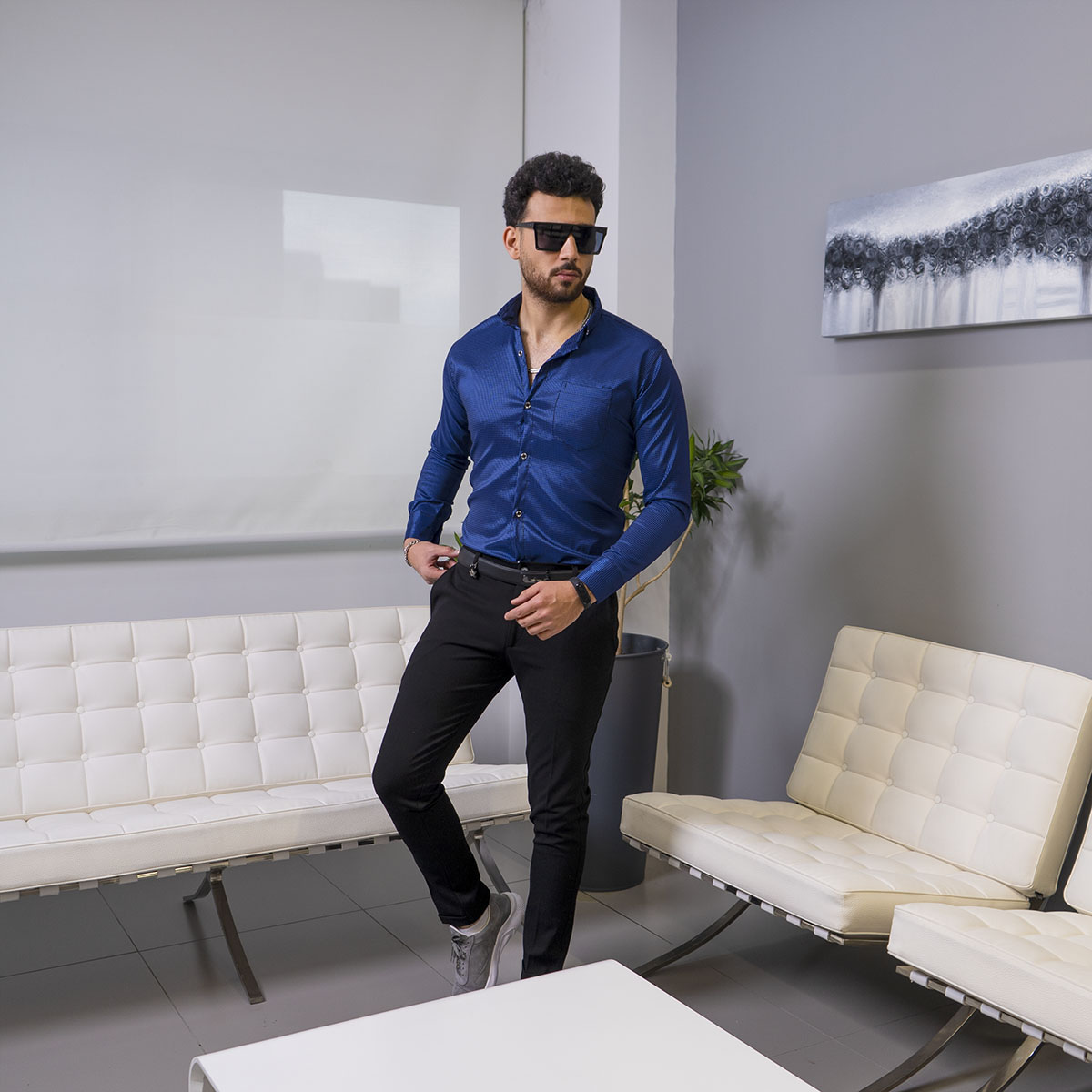 پيراهن مردانه رنگ سرمه اي مدل Advit