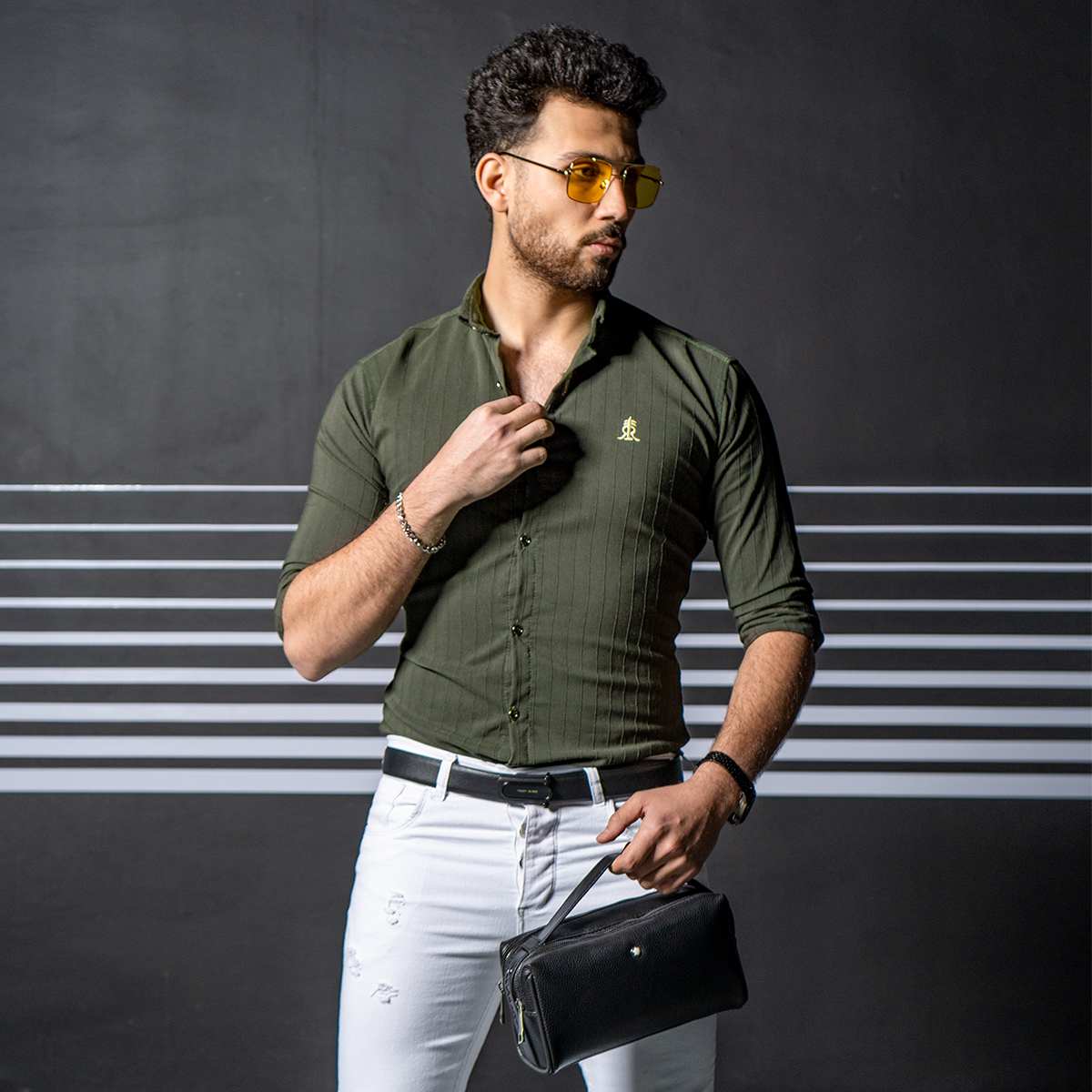پيراهن مردانه رنگ سبز مدل Rafel