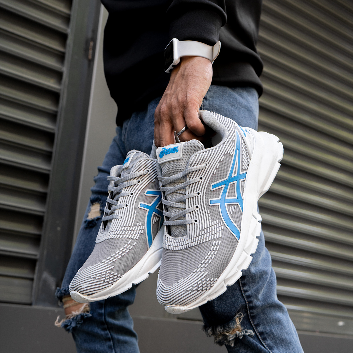 کفش ورزشی اسیکس مردانه طوسی مدل JAVER