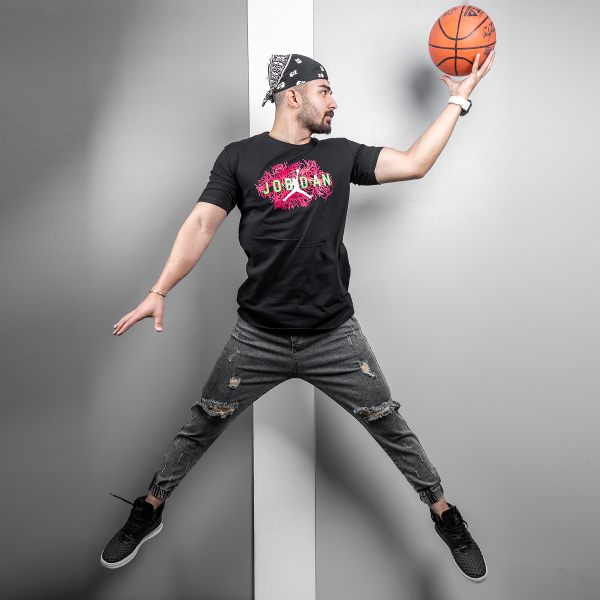 تیشرت Jordan مردانه مشکی مدل SAMSEN