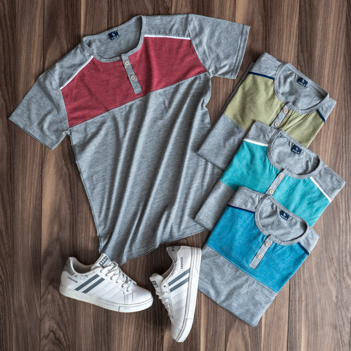 تیشرت مردانه طوسی تیره آبی مدل Ratim(T)