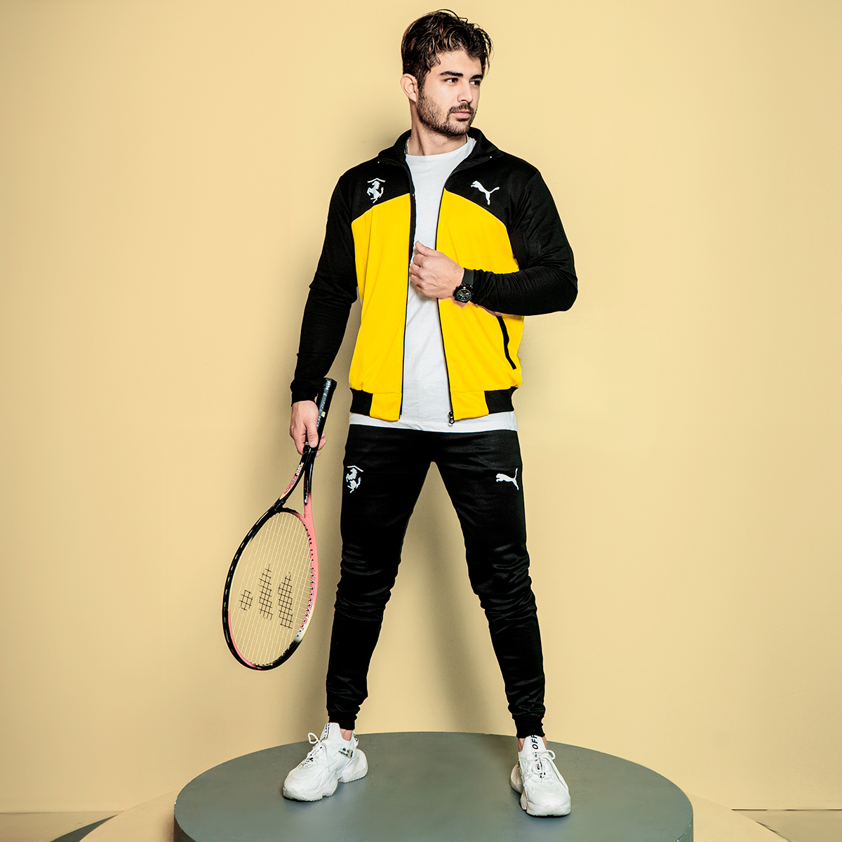 ست سوییشرت شلوار Pumaمردانه مشکی زرد مدلniman