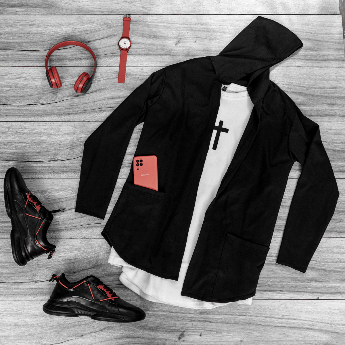 شنل مردانه مشکی مدل Kamil