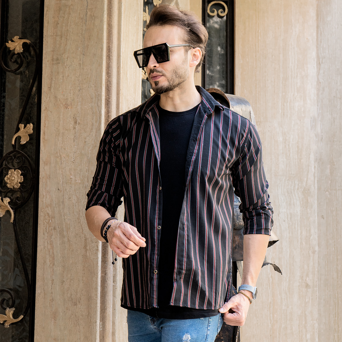 پیراهن مردانه خطی مدل SDU