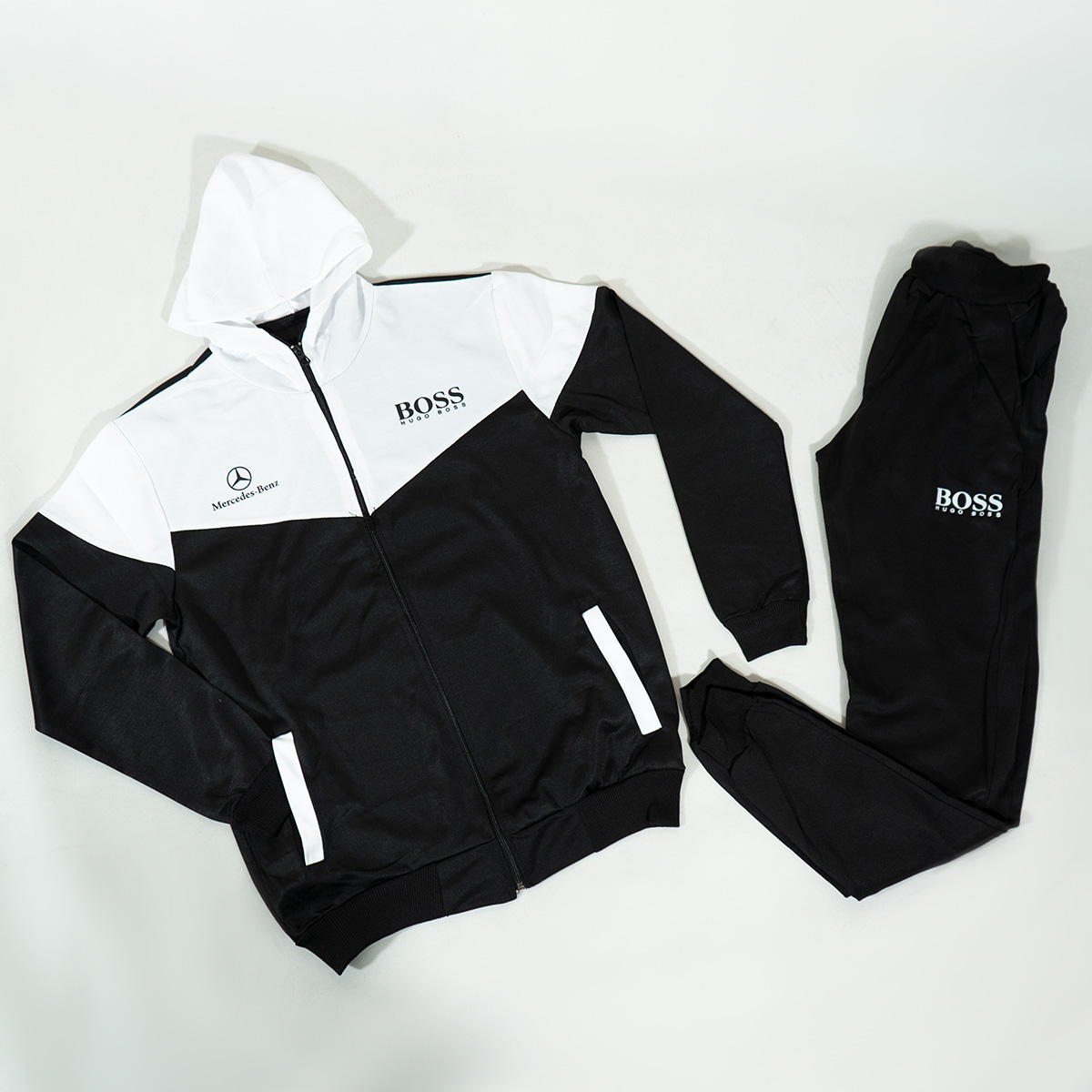 ست سوییشرت شلوار سفید مشکی مردانه مدلBoss