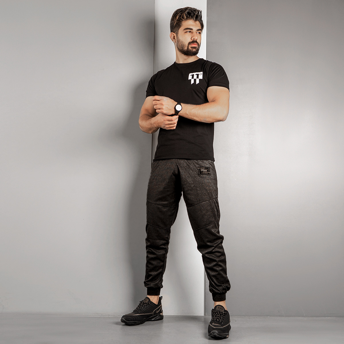 شلوار اسلش مردانه(T) ذغالی مدل NR60