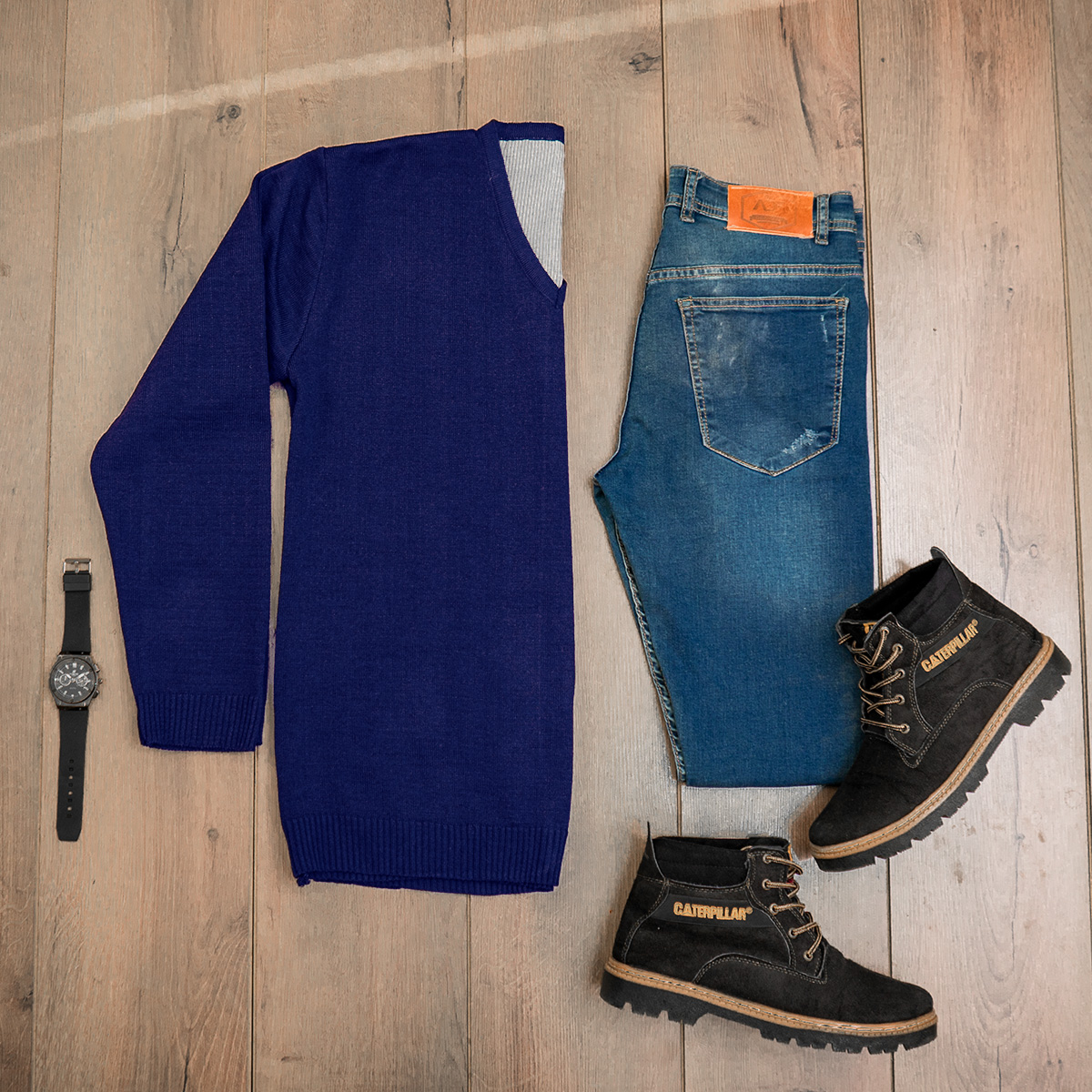 پلیوربافت یقه هفت سرمه ای مردانه مدلETM