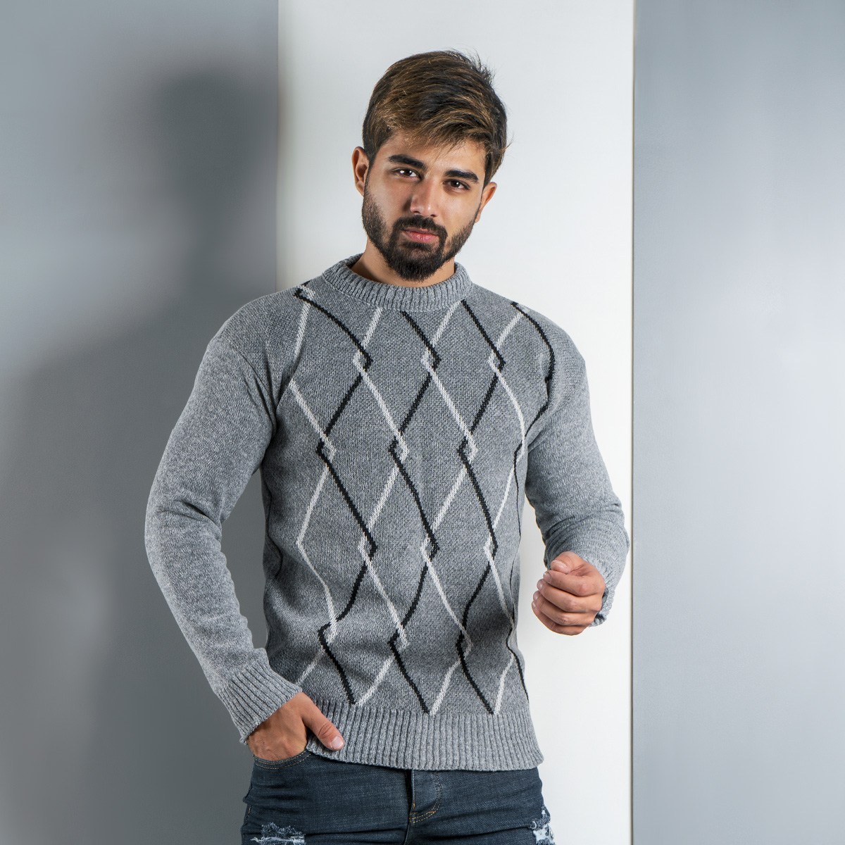 پلیور مردانه (T) طوسی مدل Fartash