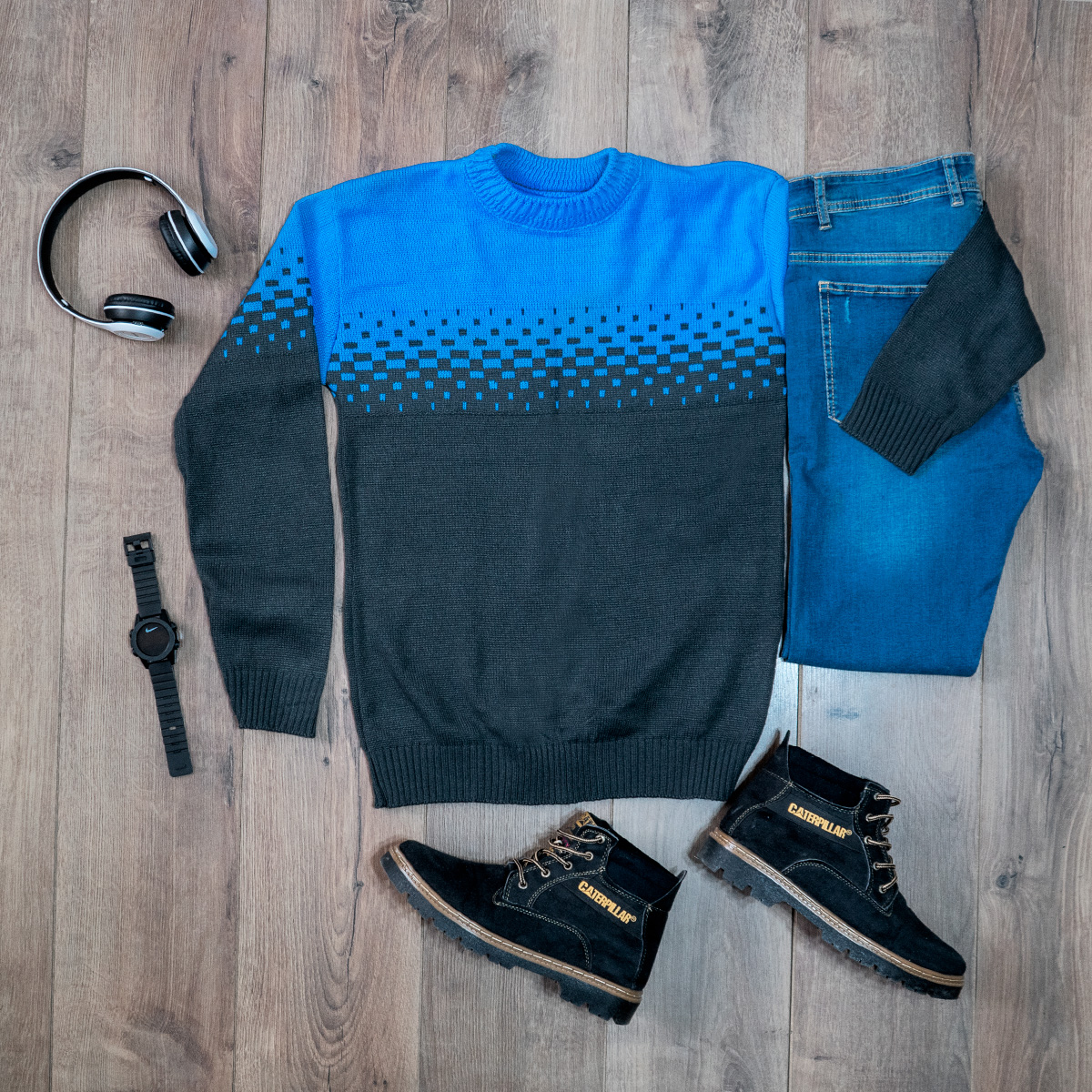 پلیور مشکی آبی مردانه مدلShatel