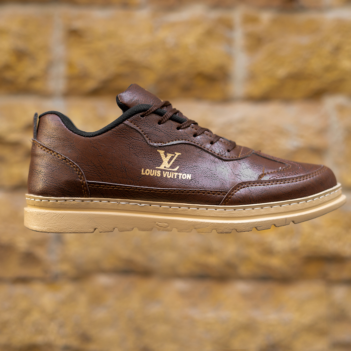 کفش تخت Lv مردانه قهوه ای مدل LOUIS