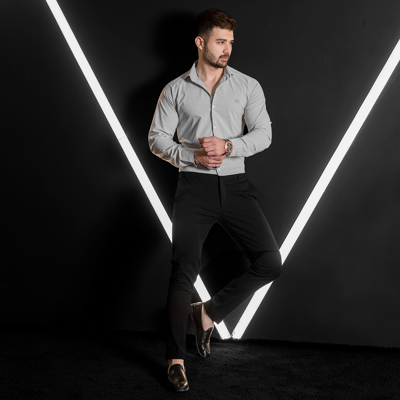 پیراهن مردانه طوسی روشن مدل pelin