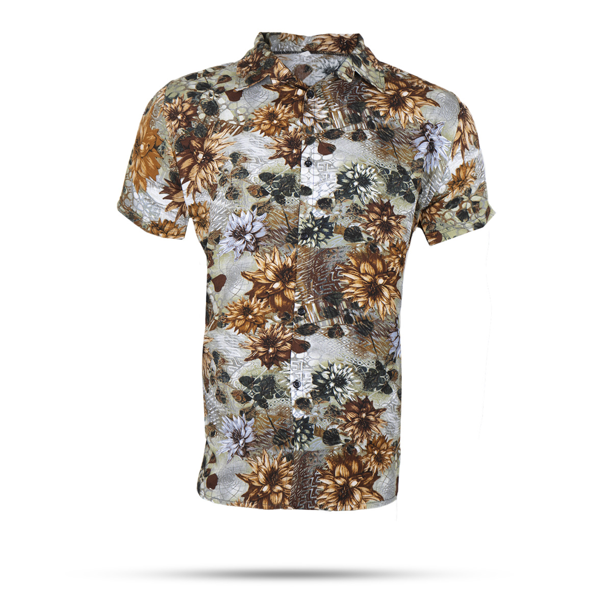 پیراهن مردانه گل آفتابگران قهوه ای مدل 57
