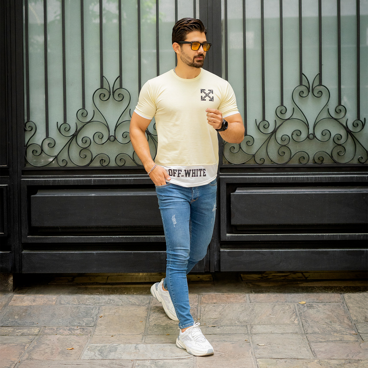 تیشرت Off-White مردانه زرد مدل Clold