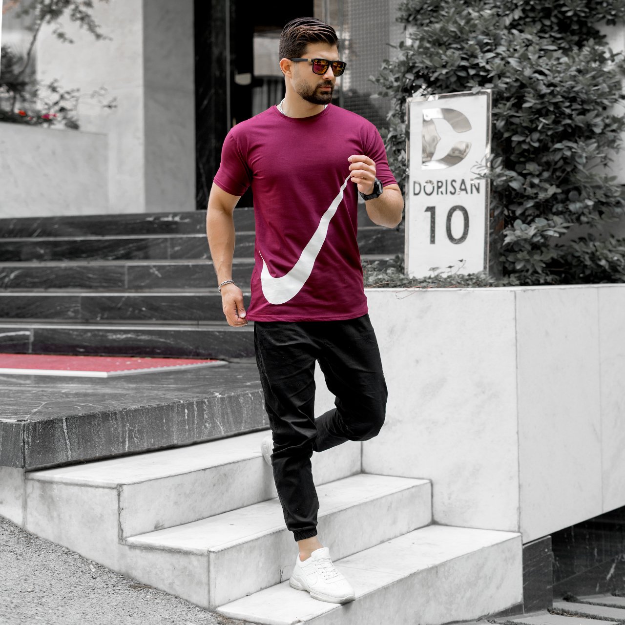 تیشرت نایک زرشکی مردانه مدل N400