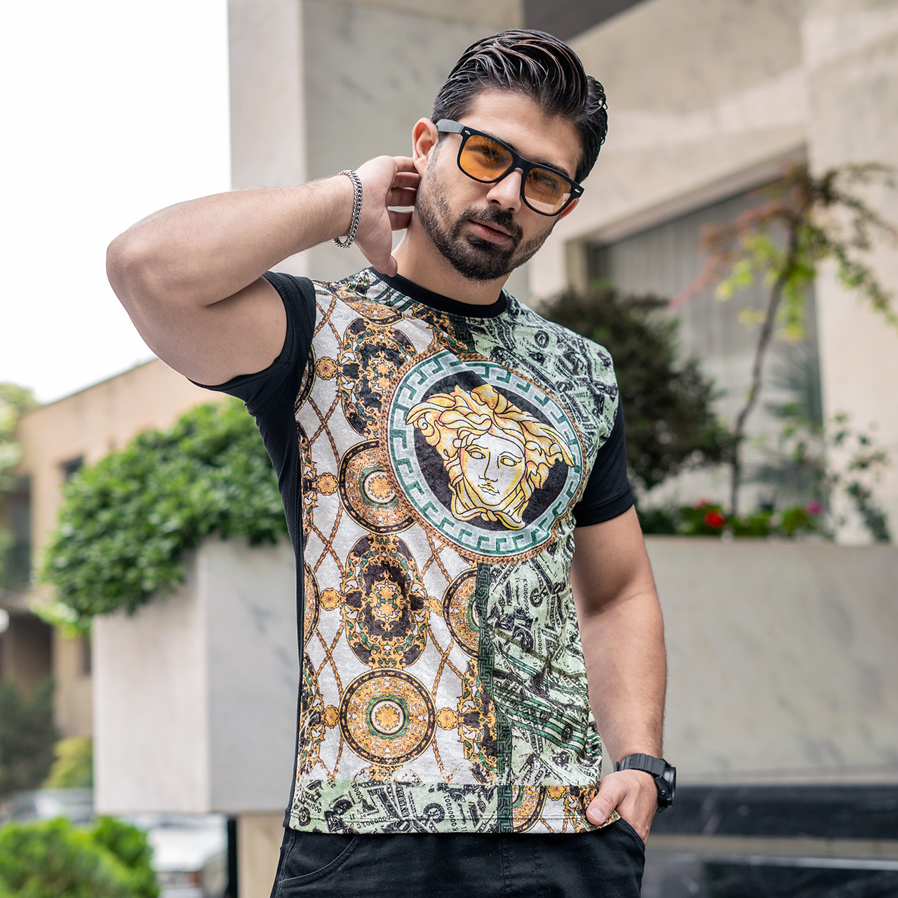 تیشرت مخمل ورساچه مردانه مدلL107