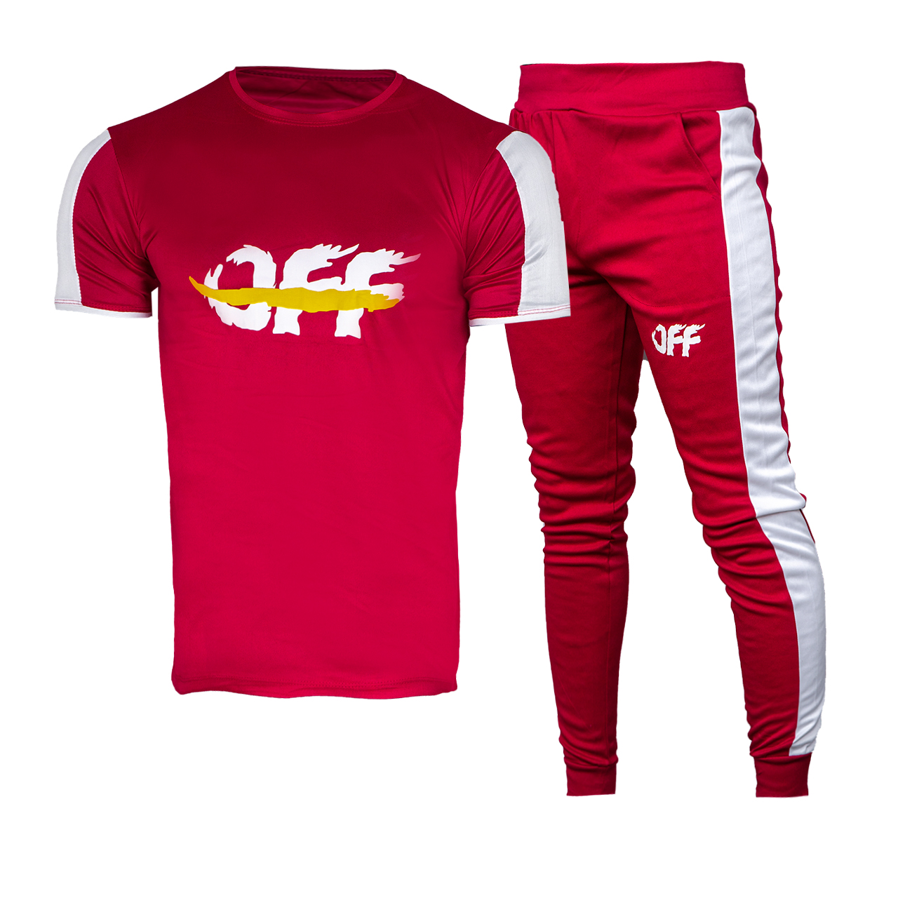 ست تیشرت شلوار off قرمز مردانه مدل O77