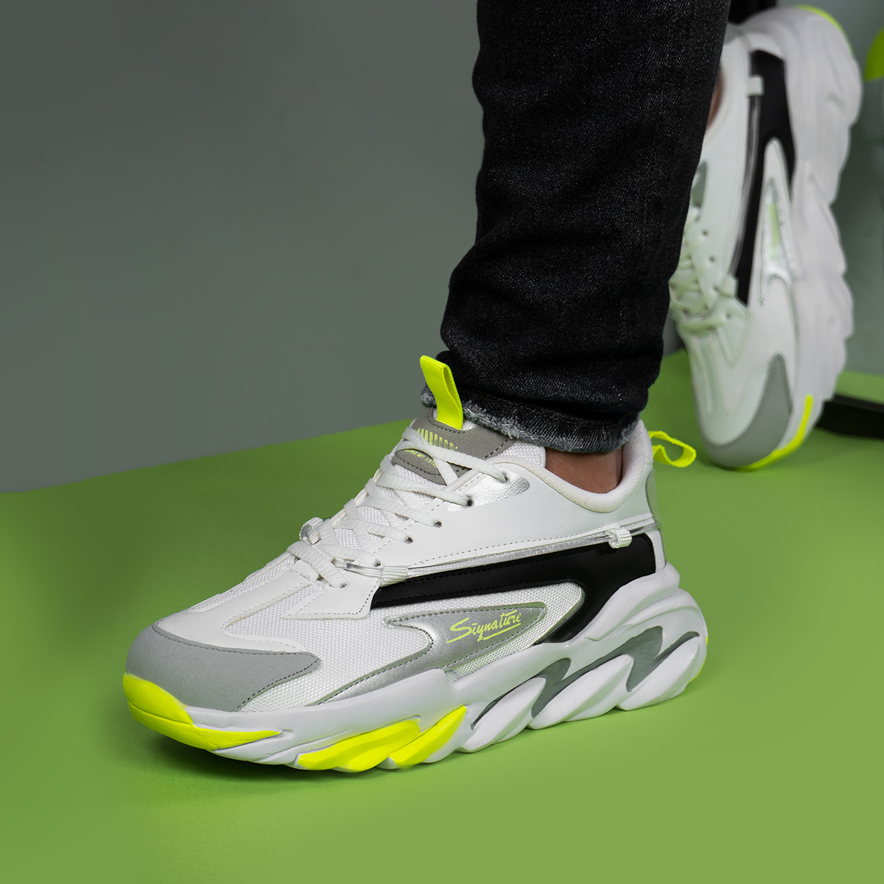 کفش ورزشی مردانه سفید سبز مدل Totio