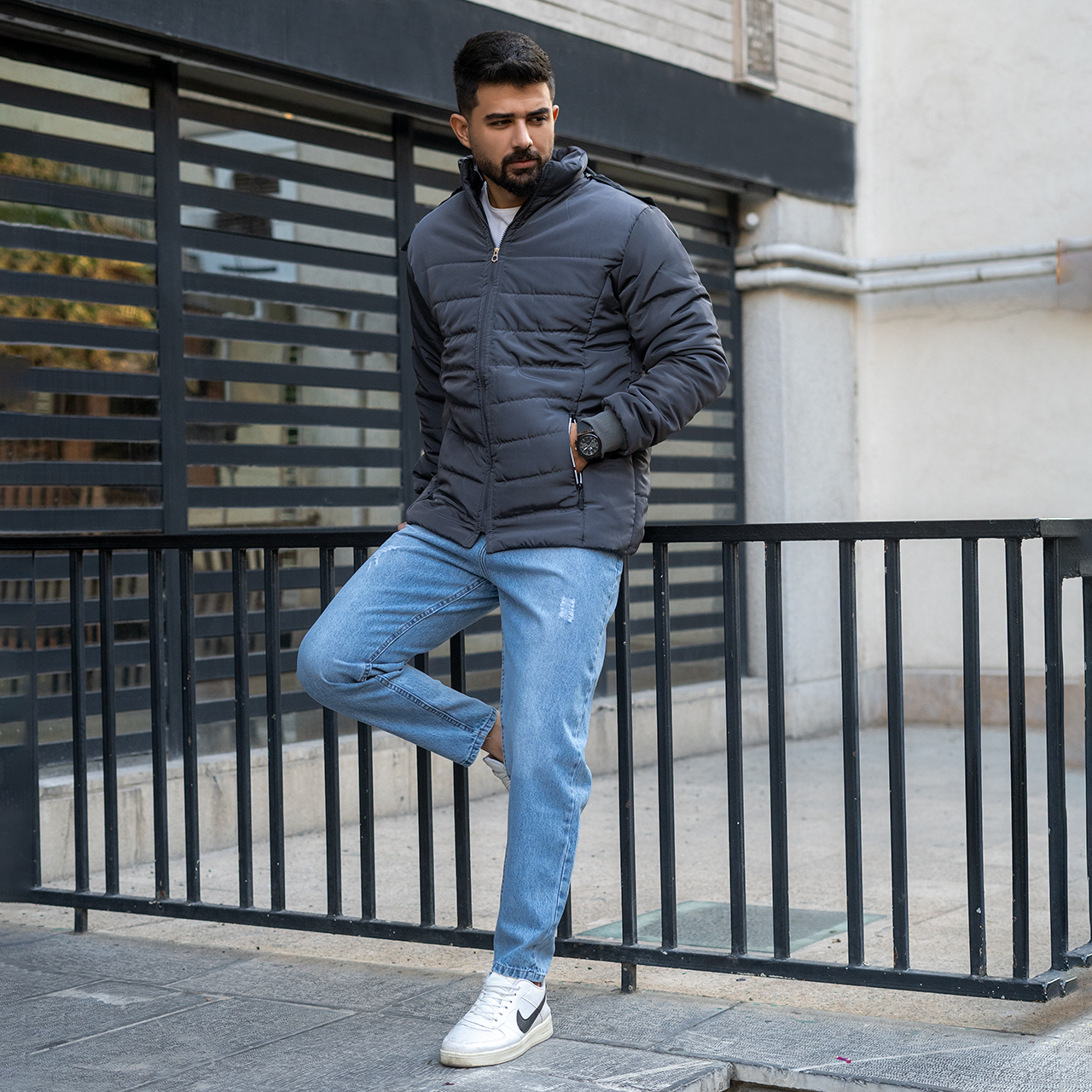 کاپشن مردانه نوک مدادی مدل Aidin