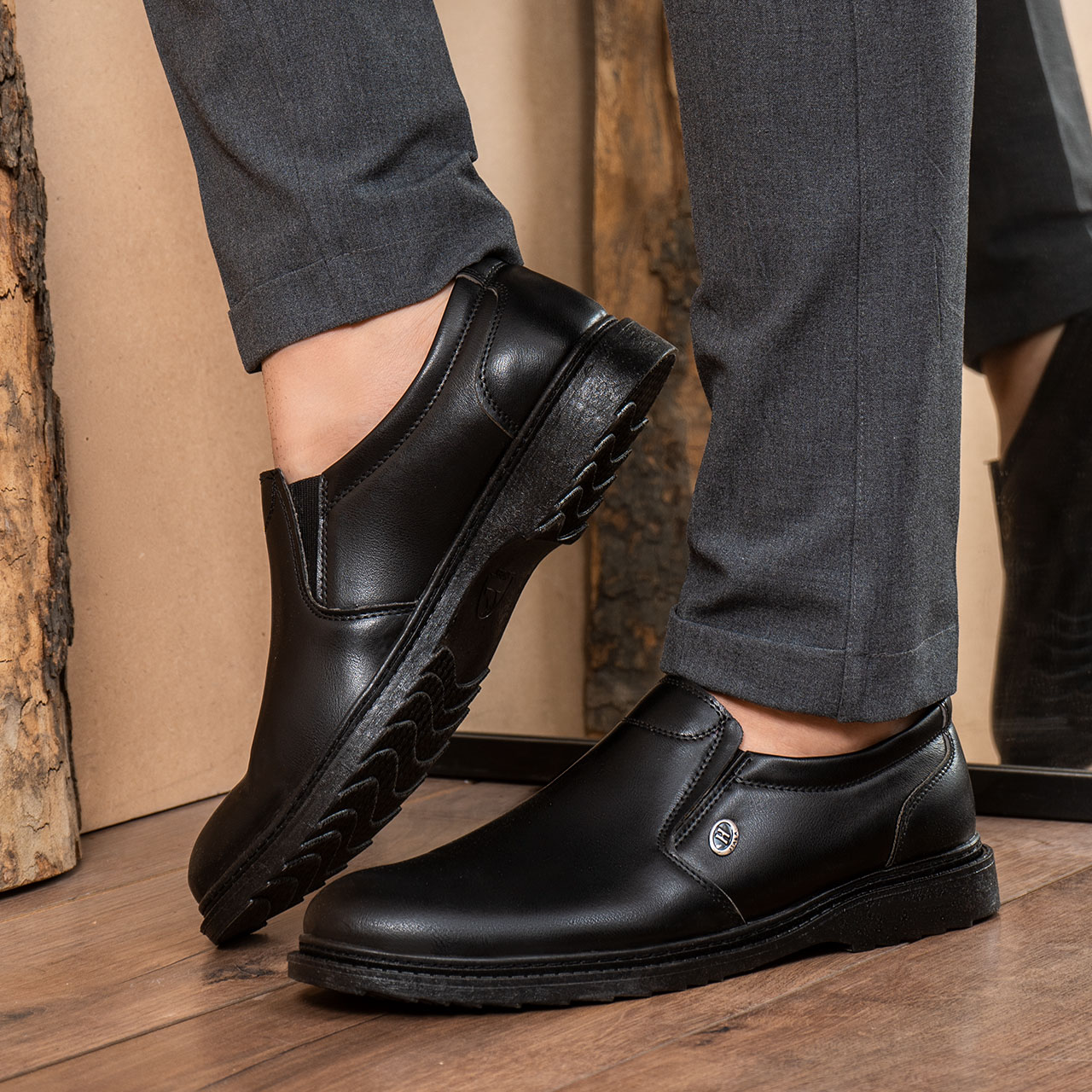 کفش تخت مشکی بدون بند مردانه مدل Maxro