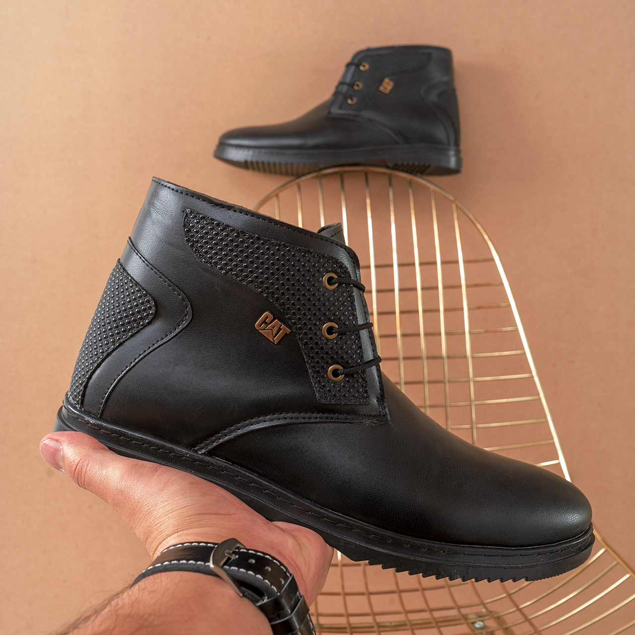 نیم بوت CAT مردانه مشکی مدلCatano