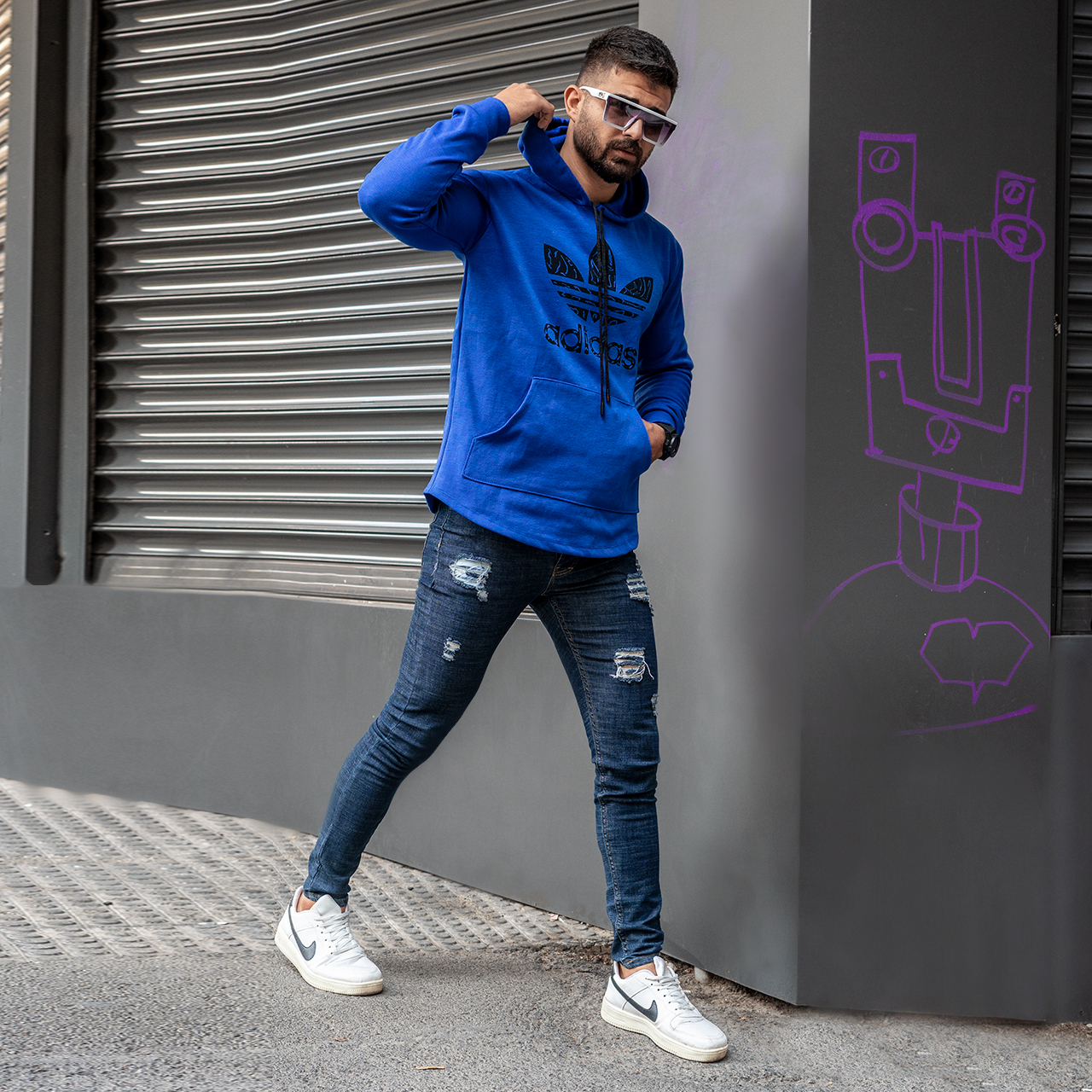 هودی Adidas مردانه آبی مدلQs