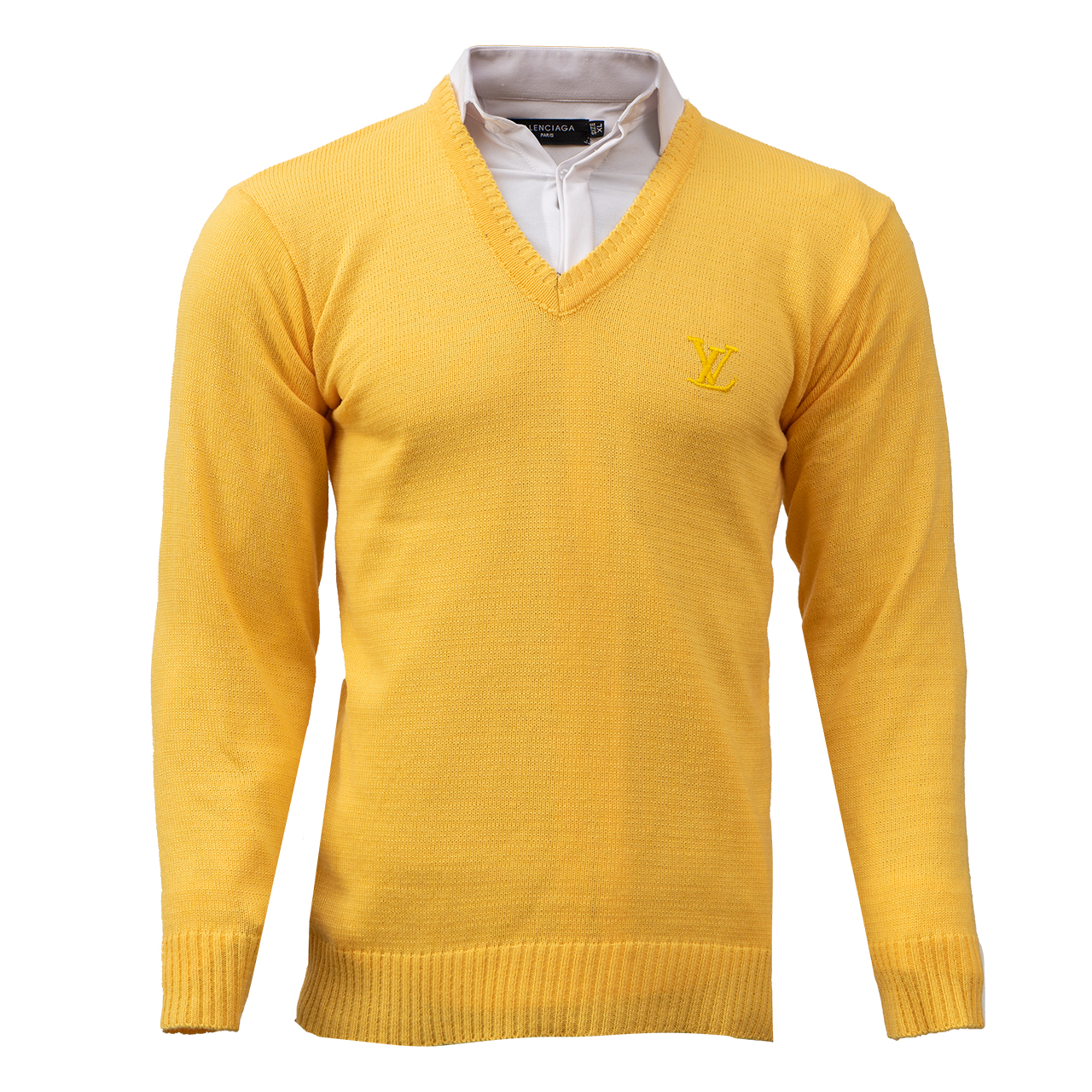 پلیوربافت یقه هفت زرد مردانه مدلETM