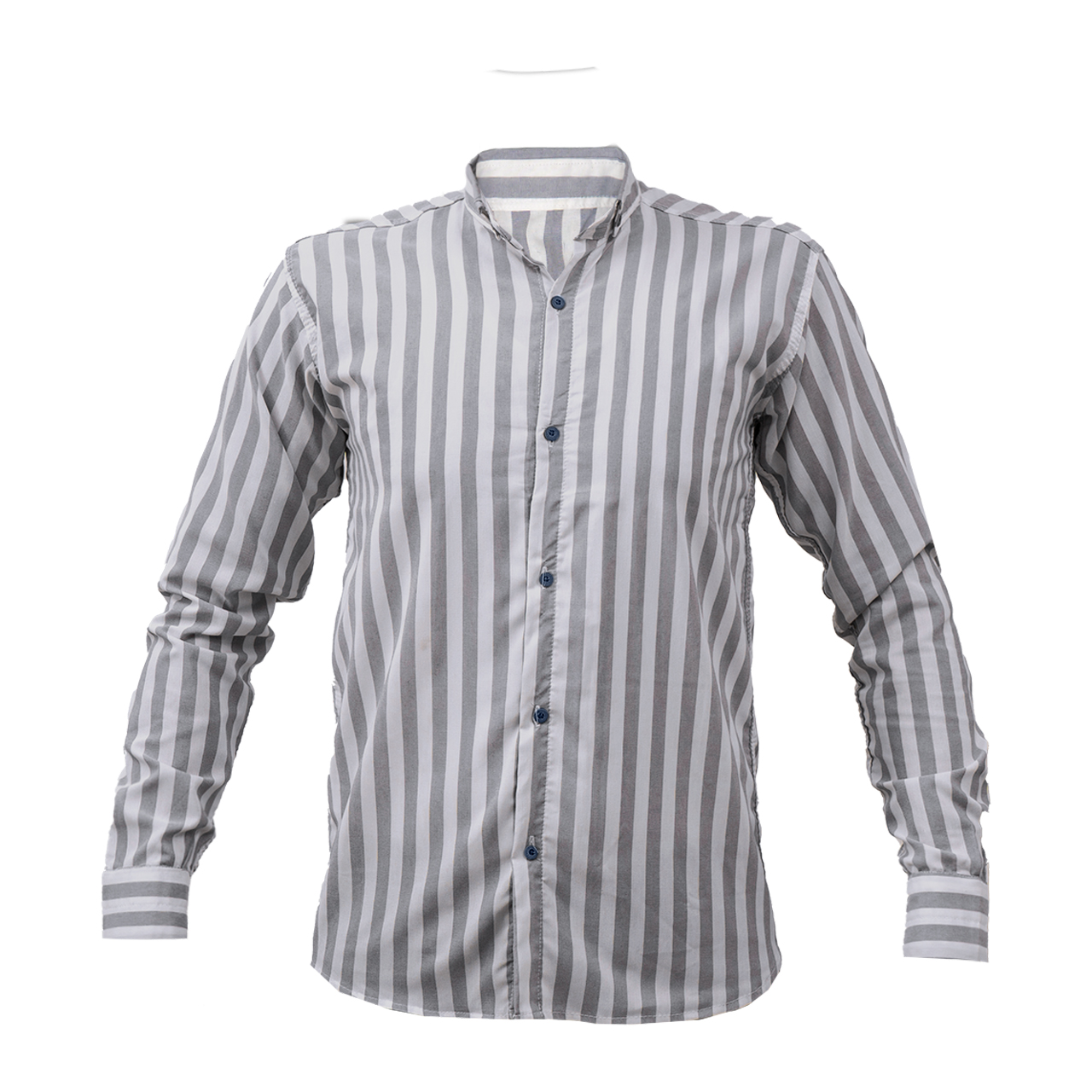 پیراهن راه راه طوسی سفید مردانه مدل HAMED