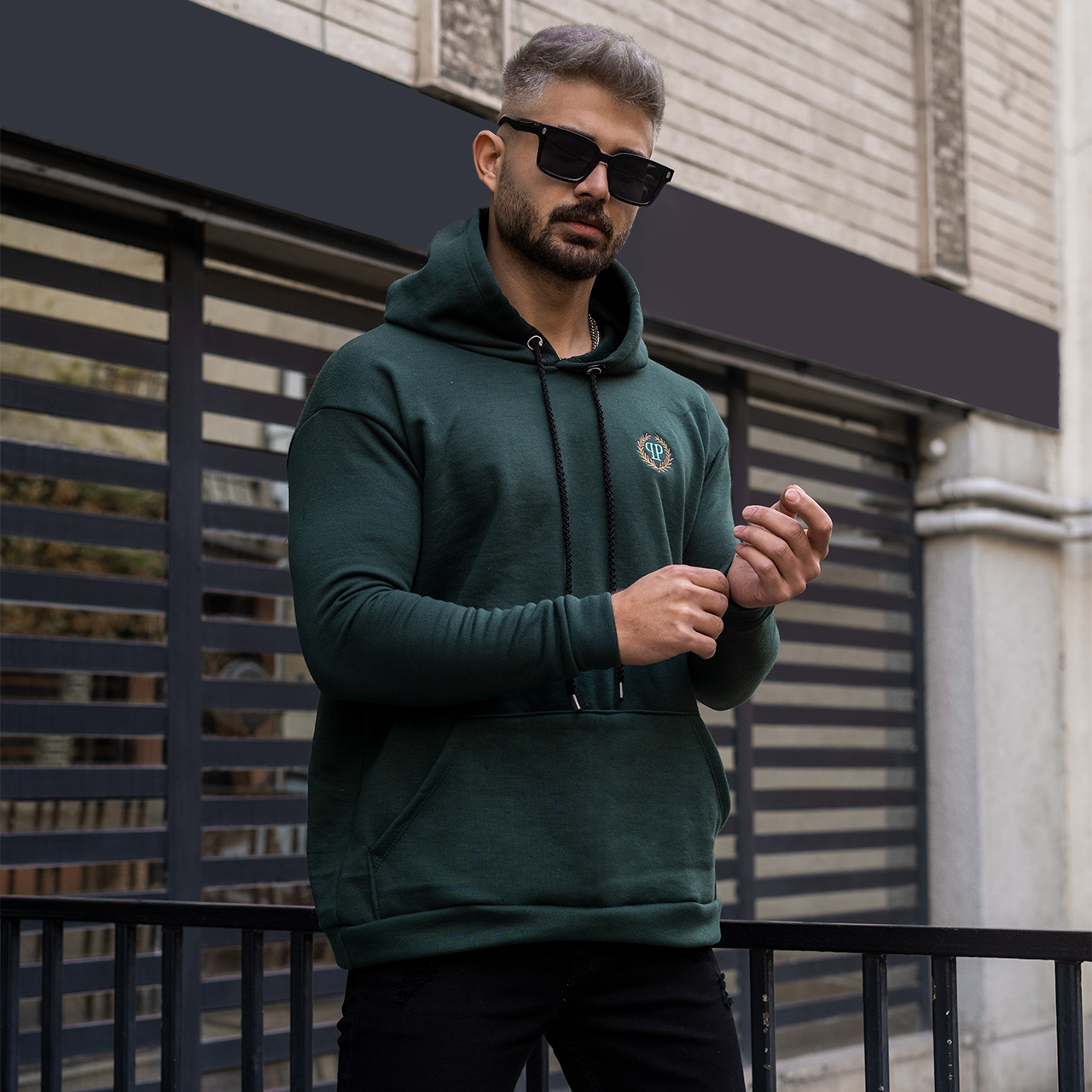 هودی مردانه سبز تیره مدل Zanko