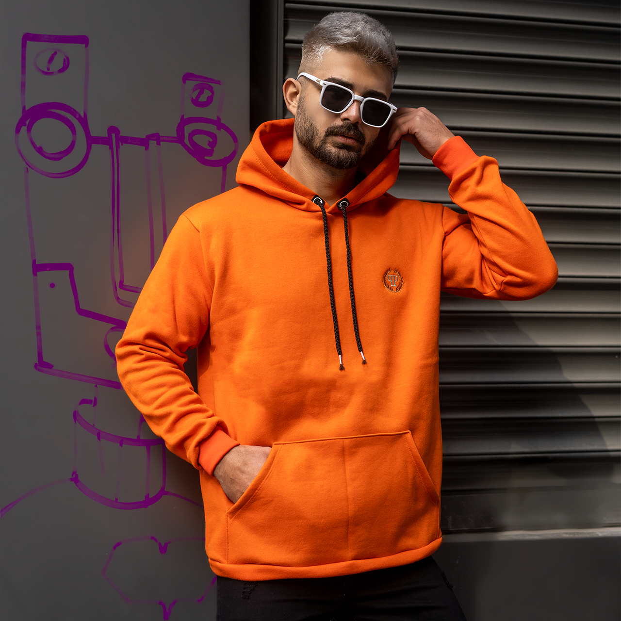 هودی مردانه نارنجی مدل Zanko