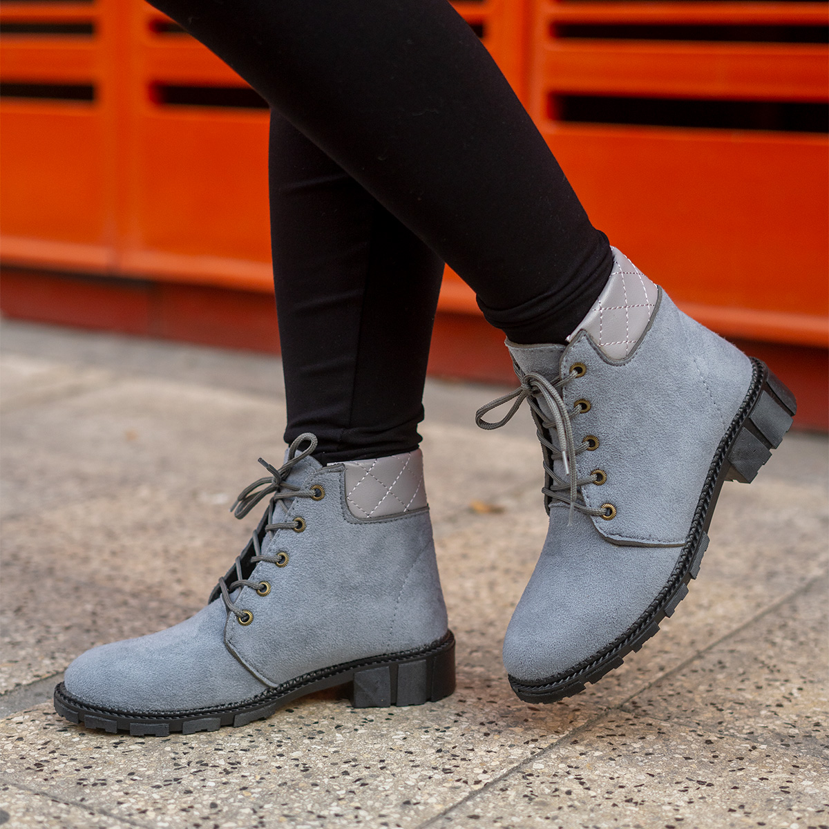 نیم بوت دخترانه طوسی مدل Atena