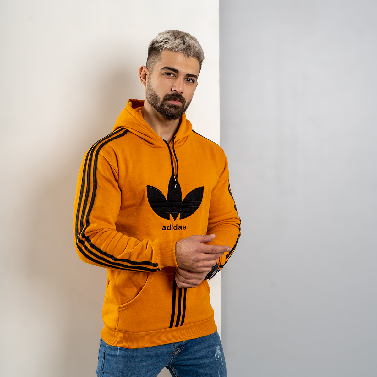 هودی مردانه Adidas خردلی مدل Patrick