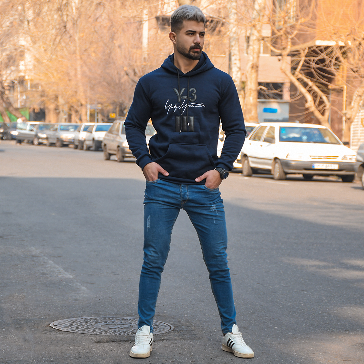 هودی مردانه Y-3 سرمه ای مدل Eric