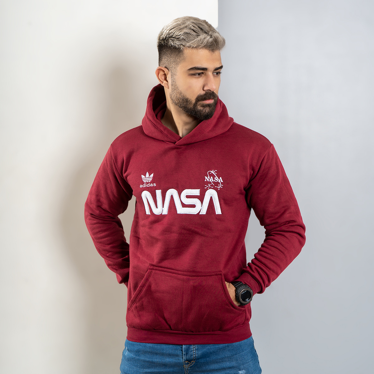 هودی مردانه Nasa زرشکی مدل Jason