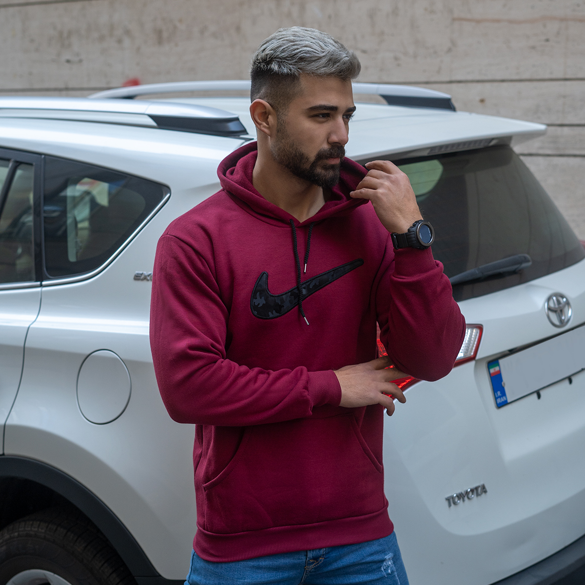 هودی Nike زرشکی مردانه مدل Raymond