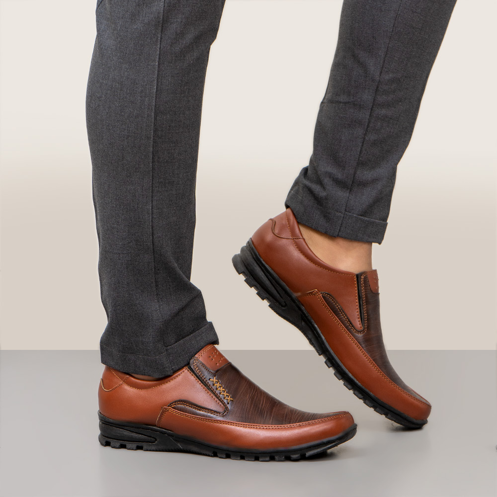 کفش رسمی عسلی مردانه مدل Hadi