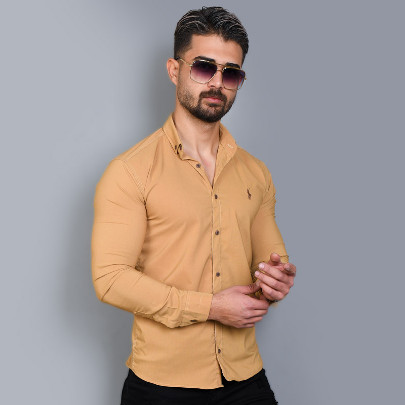 پیراهن مردانه خردلی مدل VQ