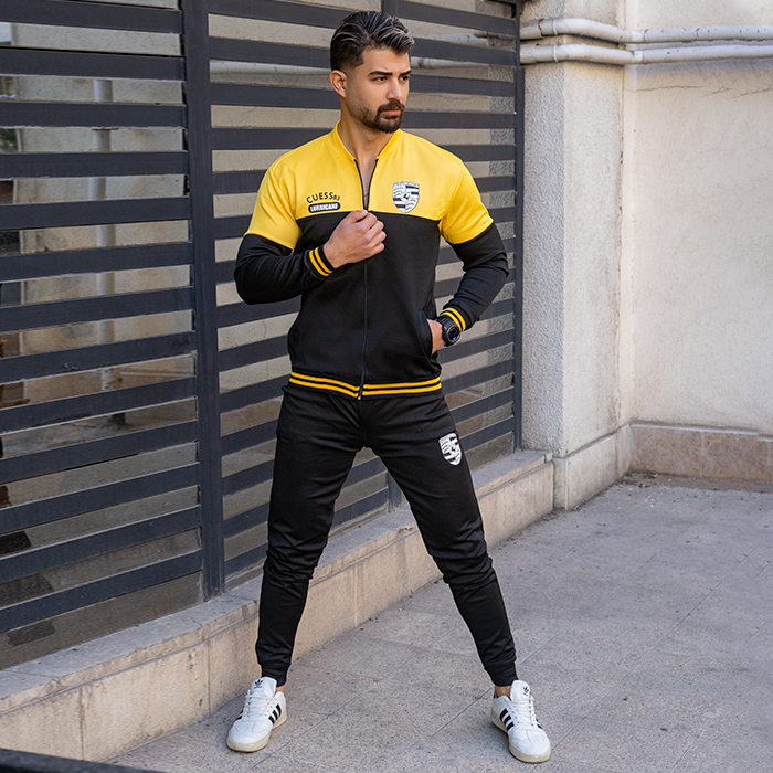 ست سوئیشرت شلوار مردانه زرد مدل Guess