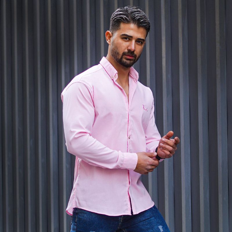 پیراهن مردانه صورتی مدل Fendi