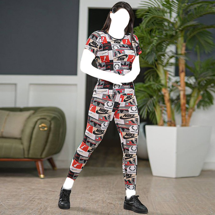 ست تیشرت شلوار Nike دخترانه قرمز مدل viana