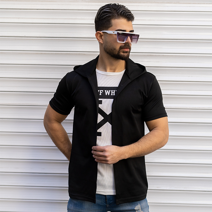هودی مردانه مشکی سفید مدل Off White