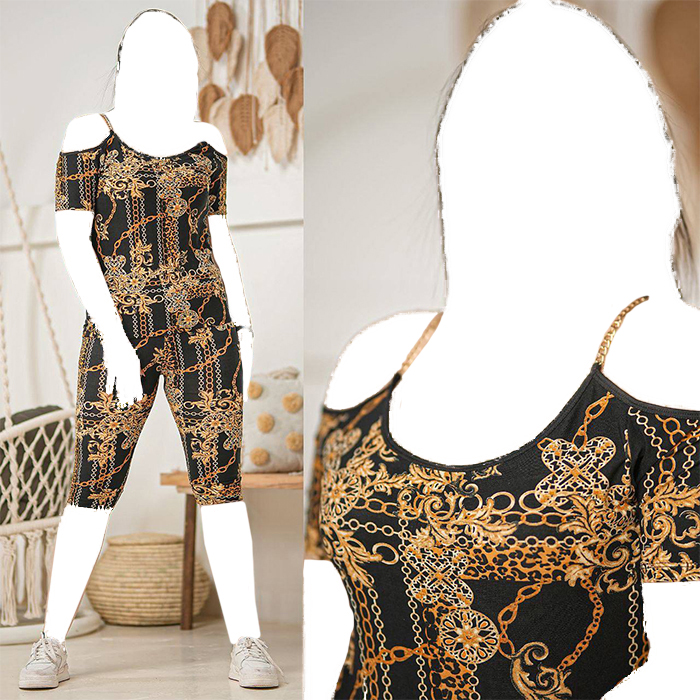 ست تاپ شلوارک زنانه طرح زنجیر مدل Sima