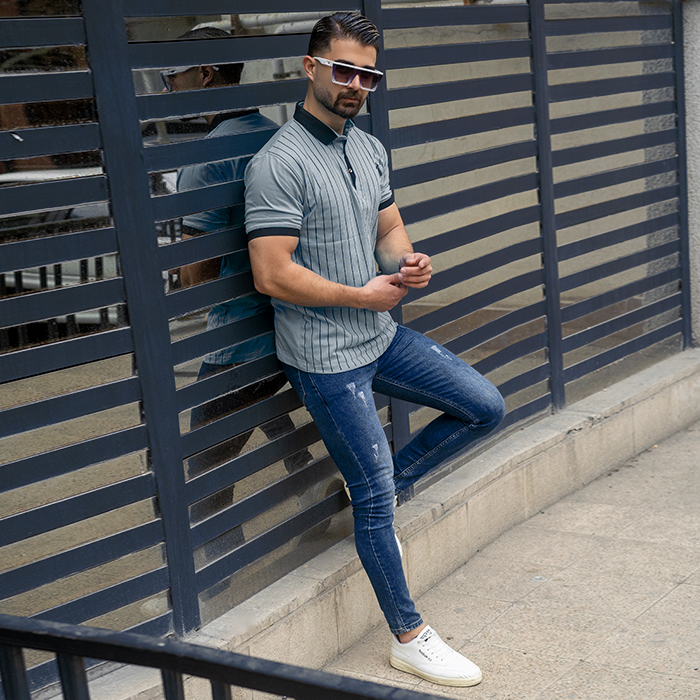 تیشرت مردانه طوسی مدل MONO