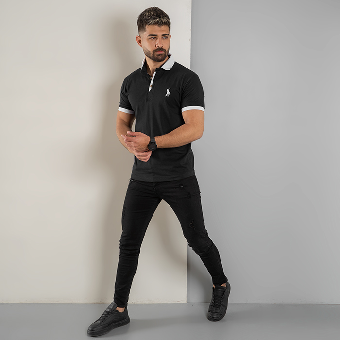 تیشرت مردانه مشکی مدل Polo90