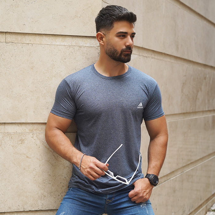 تیشرت آبی مردانه طرح ADIDAS مدل TIAN