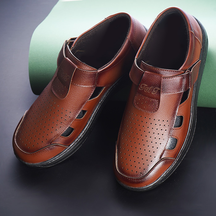 صندل مردانه عسلی مدل Itan